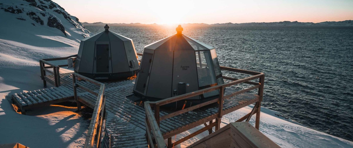 The twin aurora huts by Inuk Hostels. Photo by Norris Niman - Visit Greenland