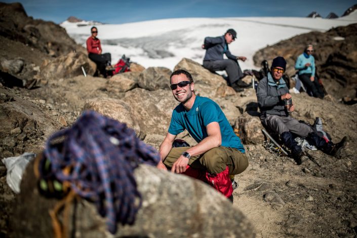 A Greenland Travel hiking group near Mittivakkat Glacier in East Greenland. Photo by Mads Pihl