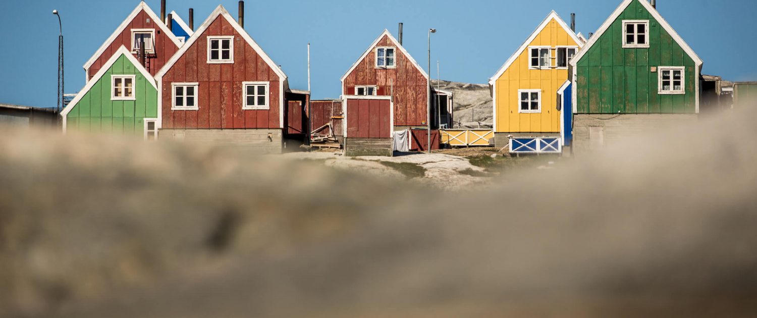 Colourful houses in Qasigiannguit in North Greenland