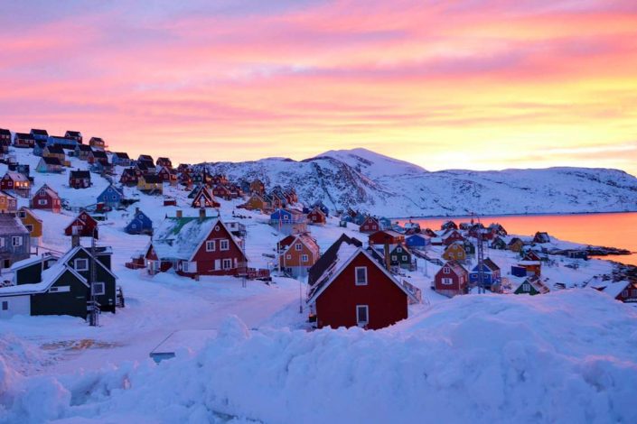 Beautiful sunset and view over Upernavik. Photo by John Kislov
