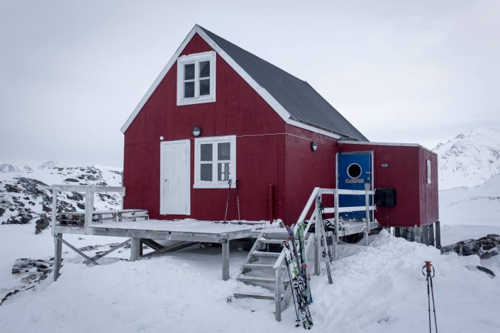 Front view of Kulusuk Hostel in Winter. Photo by Icelandic Mountain Guides