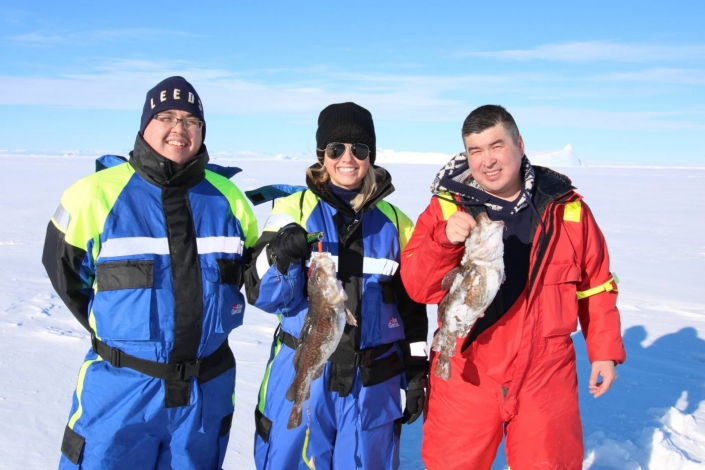 Tourist and local guides with the catch of the day. Photo by Ilulissat Water Safari